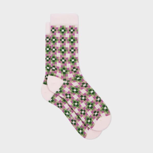 paul smith women's 'geo tile' cotton-blend socks pink