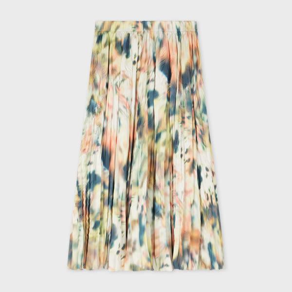 paul smith women's 'lens blur botanical' plissé pleated skirt multicolour