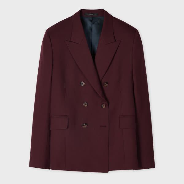 paul smith women's a suit to travel in - burgundy wool double breasted blazer red