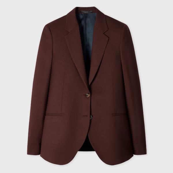 paul smith women's a suit to travel in - burgundy wool two-button blazer red