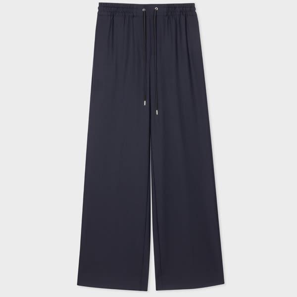 paul smith women's a suit to travel in - navy drawstring wide leg trousers blue