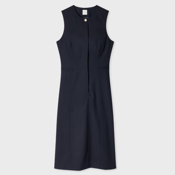 paul smith women's a suit to travel in - navy tailored sleeveless dress blue
