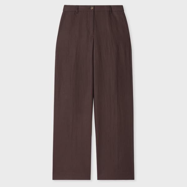 paul smith women's aubergine linen wide-leg trousers purple
