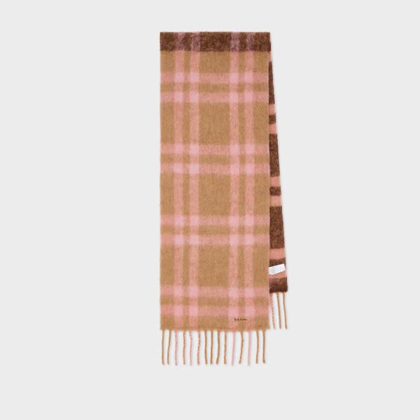 paul smith women's beige and pink check scarf
