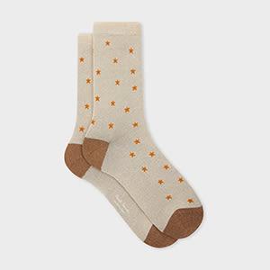 paul smith women's beige cotton-blend 'star' socks white