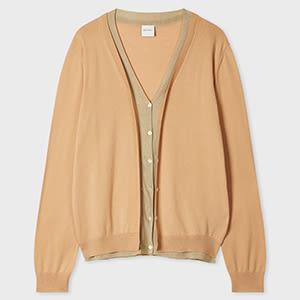 paul smith women's beige double knit cardigan yellow