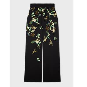 paul smith women's black 'lens blur botanical' drawstring trousers