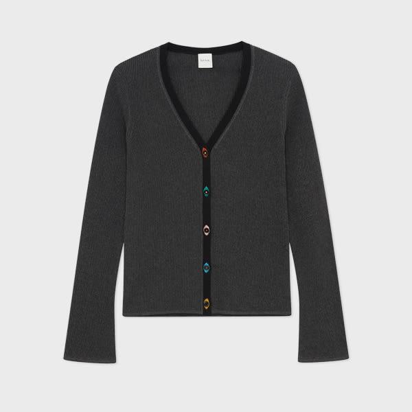 paul smith women's black and grey cotton cardigan