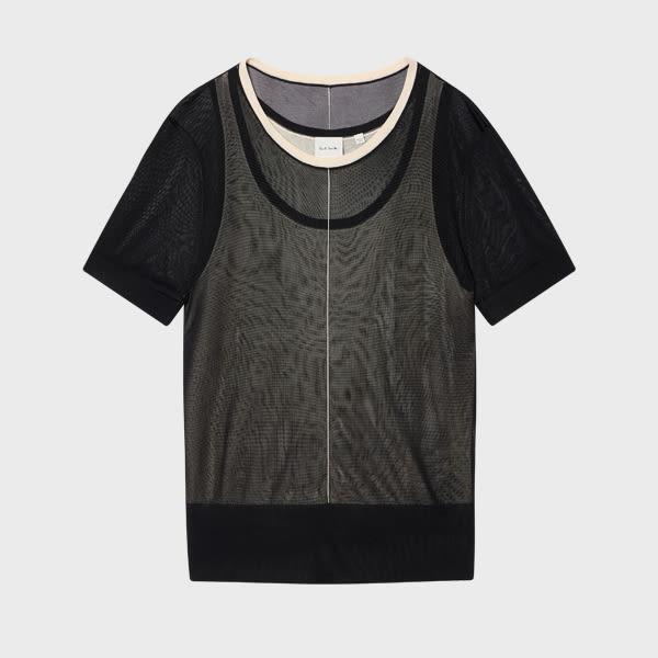 paul smith women's black double layer t-shirt