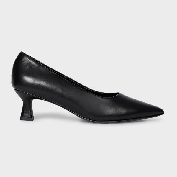 paul smith women's black leather 'sonora' heel court shoes