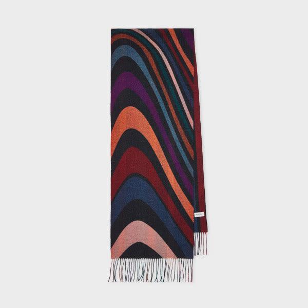 paul smith women's black lightweight wool 'midnight swirl' scarf