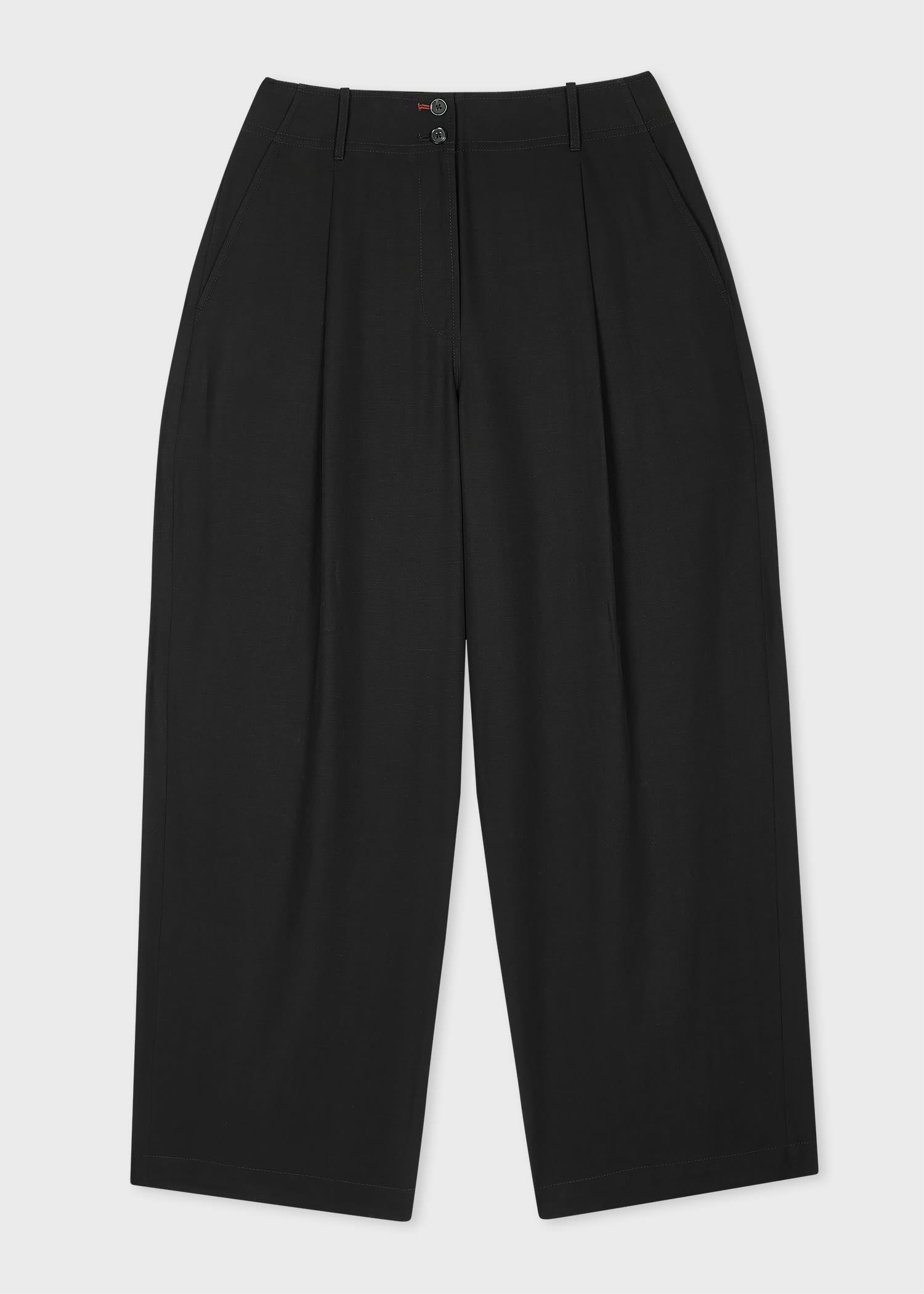 paul smith women's black lyocell-blend barrel leg trousers