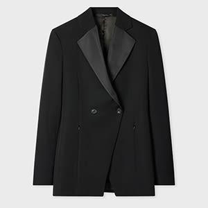 paul smith women's black satin trim structured double-breasted blazer
