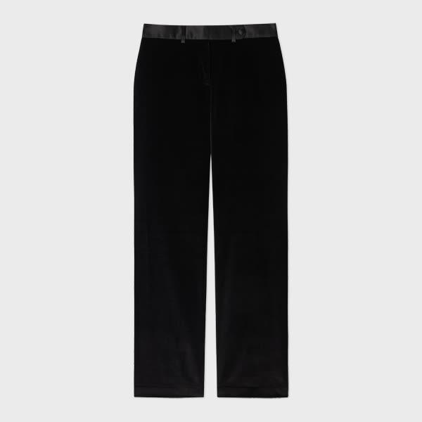 paul smith women's black velvet bootcut trousers