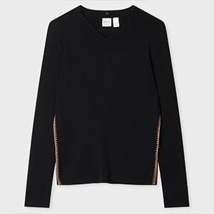 paul smith women's black wool-blend collar sweater