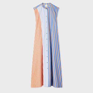 paul smith women's blue and red 'mix up stripe' shirt dress