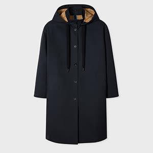 paul smith women's blue cotton-blend hooded coat
