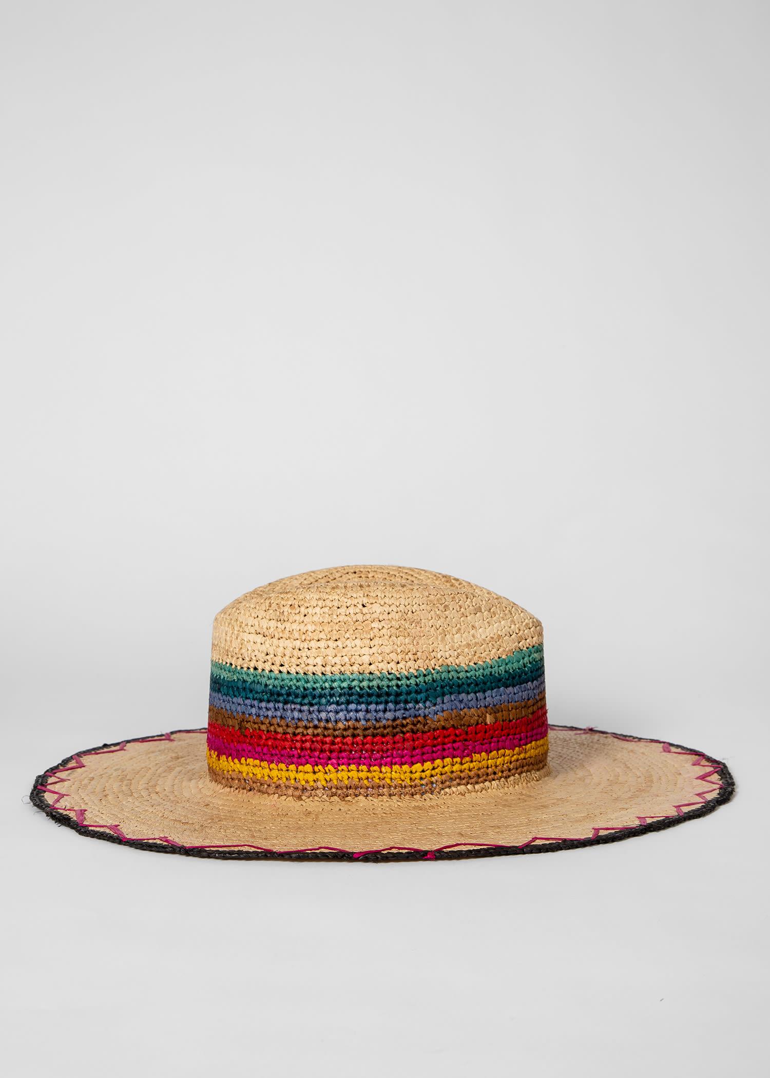 paul smith women's brown 'swirl' crochet straw hat