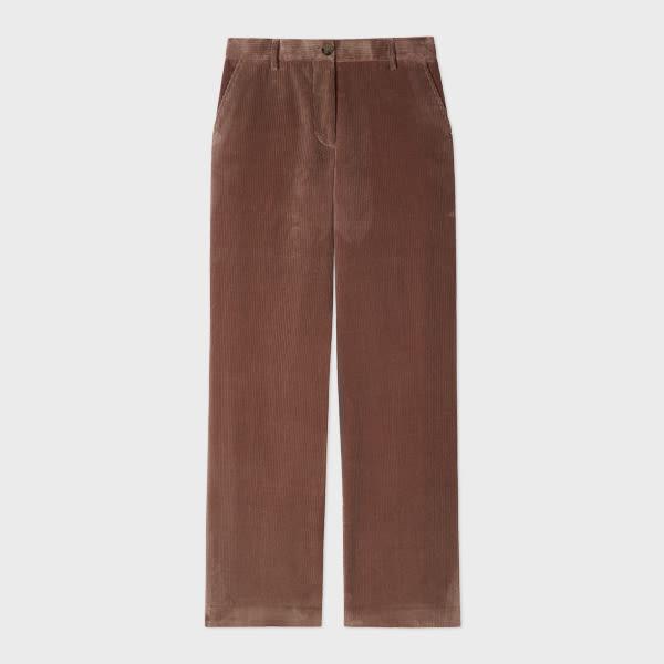 paul smith women's brown cord wide-leg trousers pink