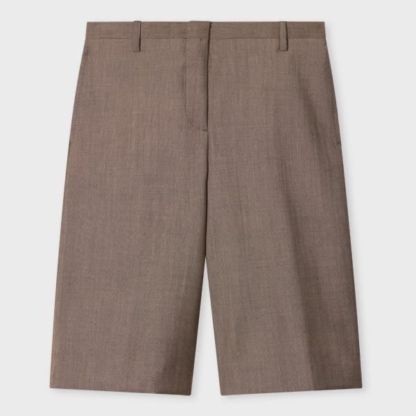paul smith women's brown mohair-wool longline tailored shorts