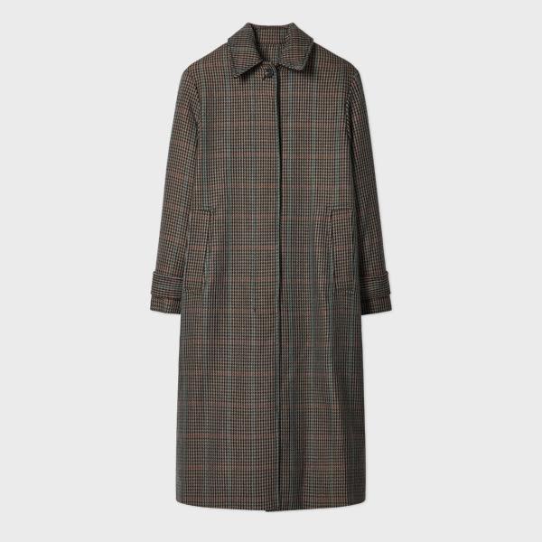 paul smith women's brown multi-houndstooth wool-blend coat