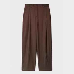 paul smith women's brown tonic wool wide-leg trousers