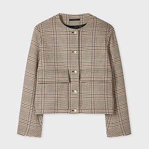 paul smith women's brown wool-blend check houndstooth jacket