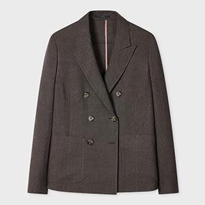 paul smith women's brown wool houndstooth jacket grey