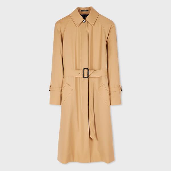 paul smith women's camel 'storm system' wool belted mac brown