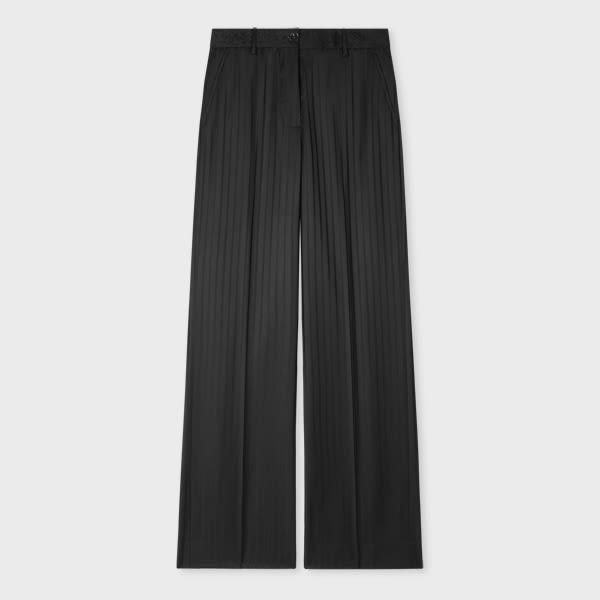 paul smith women's charcoal 'leopard jacquard' wide-leg trousers black