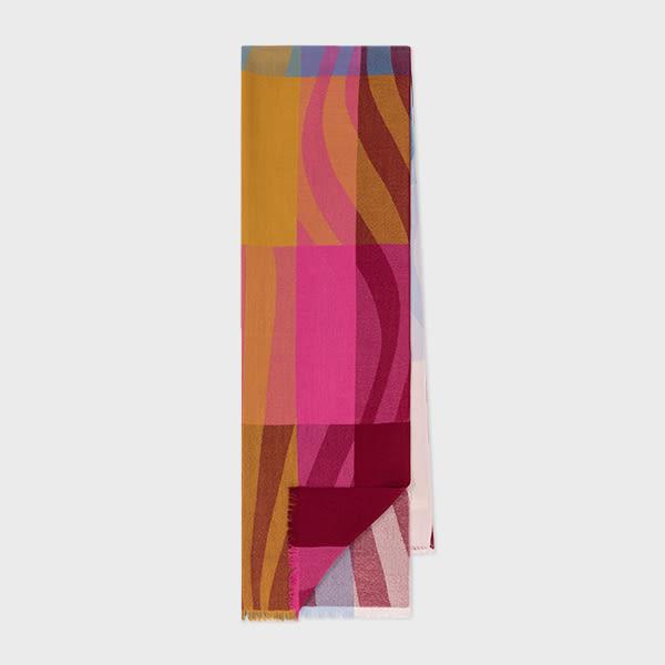 paul smith women's colourblock 'swirl' stripe wool-silk scarf multicolour