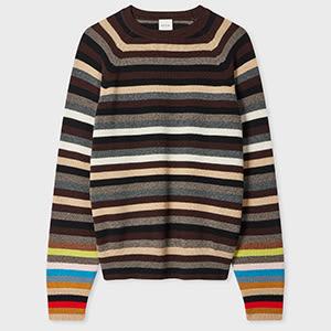 paul smith women's contrast stripe knitted sweater brown