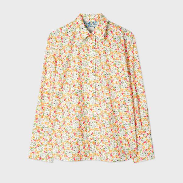 paul smith women's coral pink 'ditsy floral' print shirt multicolour