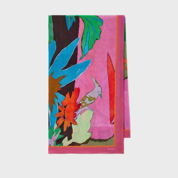 paul smith women's cotton 'river collage' scarf pink