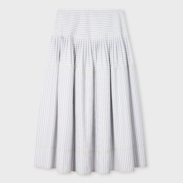 paul smith women's cotton-blend blue stripe skirt white