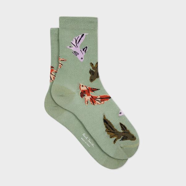 paul smith women's cotton-blend glitter 'fish' socks green