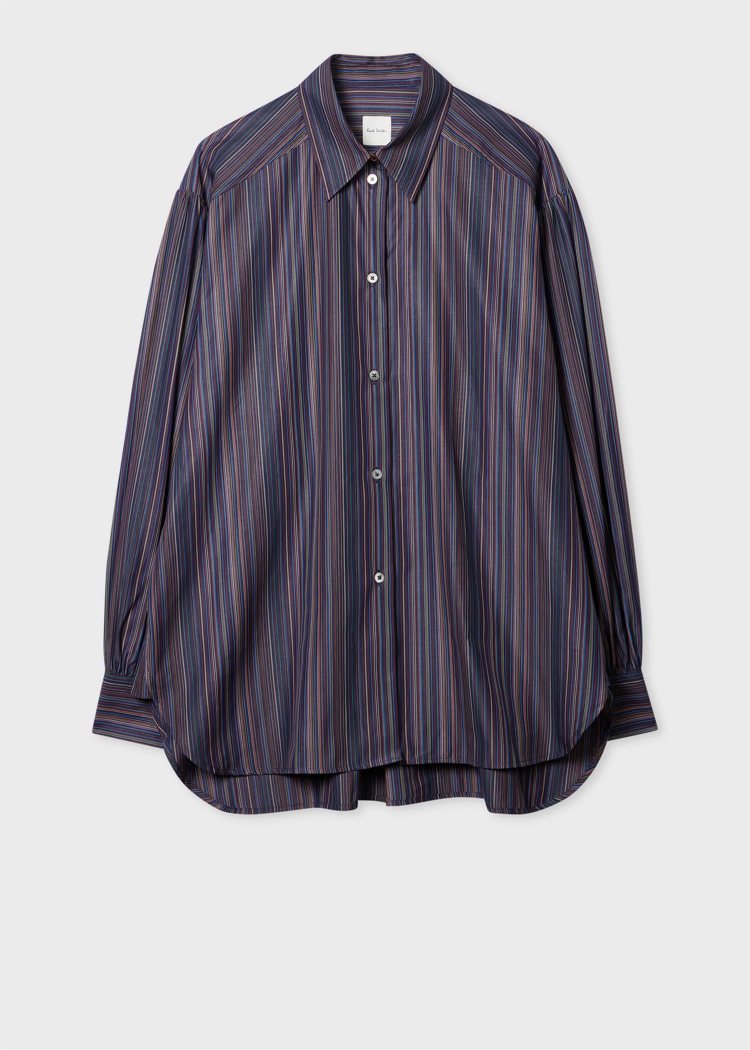 paul smith women's cotton navy blue stripe shirt