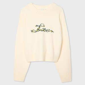 paul smith women's cream 'love' embroidered knitted sweater white