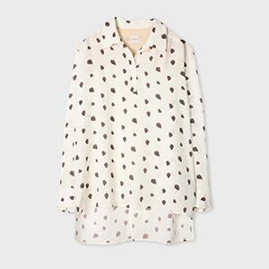 paul smith women's cream 'strawberry' silk-blend dropped hem shirt white
