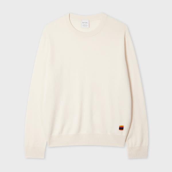 paul smith women's cream crew neck cashmere sweater white
