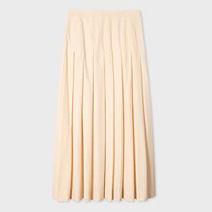 paul smith women's cream pleated cotton-blend skirt white