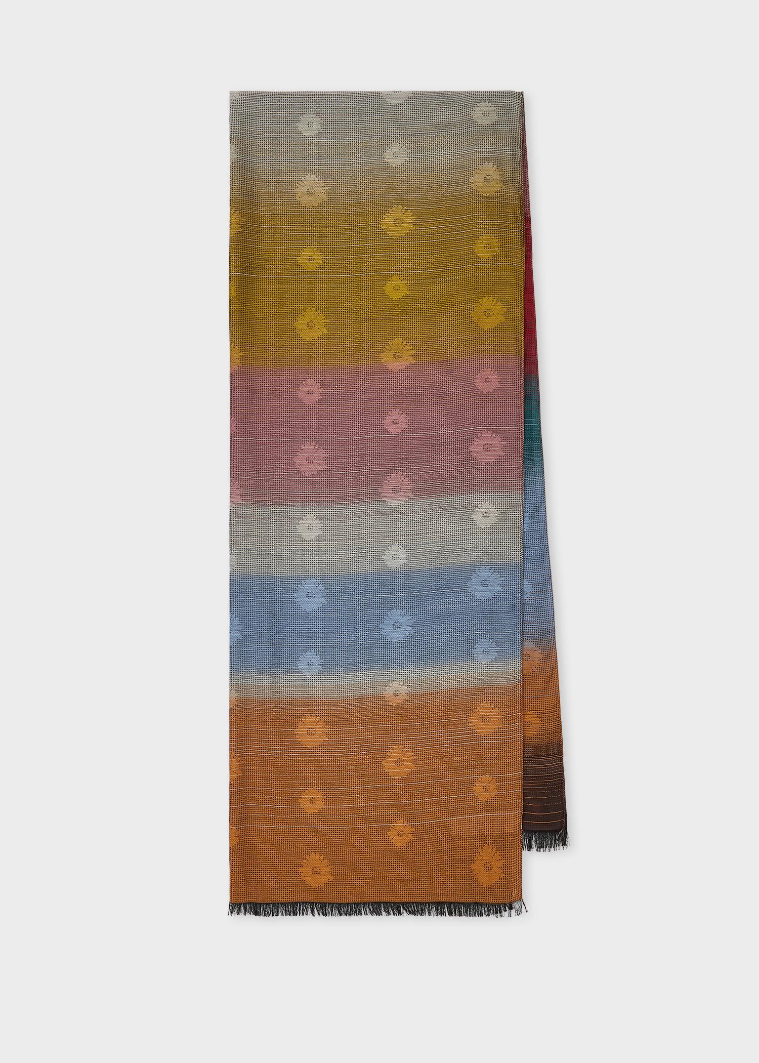 paul smith women's daisy multi-stripe silk-blend scarf multicolour