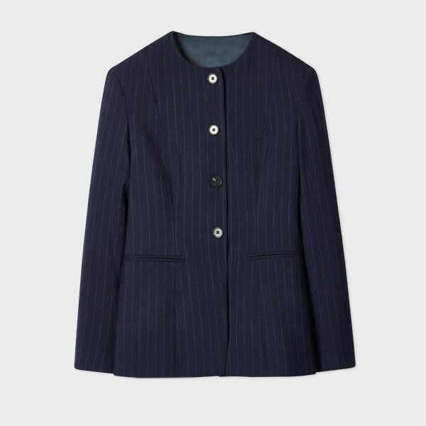 paul smith women's dark blue wool pinstripe jacket