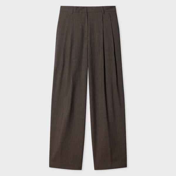 paul smith women's dark brown houndstooth trousers