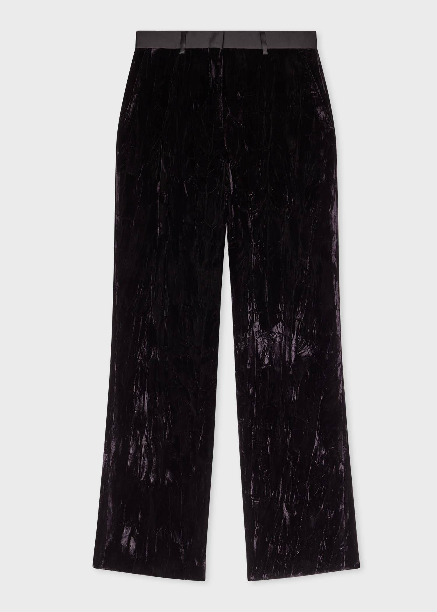 paul smith women's dark purple crushed velvet trousers