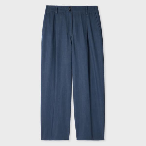 paul smith women's denim chambray barrel leg trousers blue