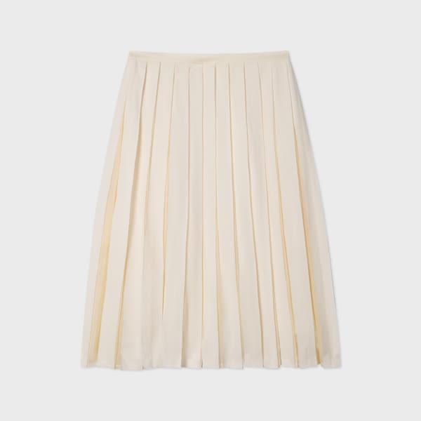 paul smith women's ecru cotton-silk organza pleated skirt white