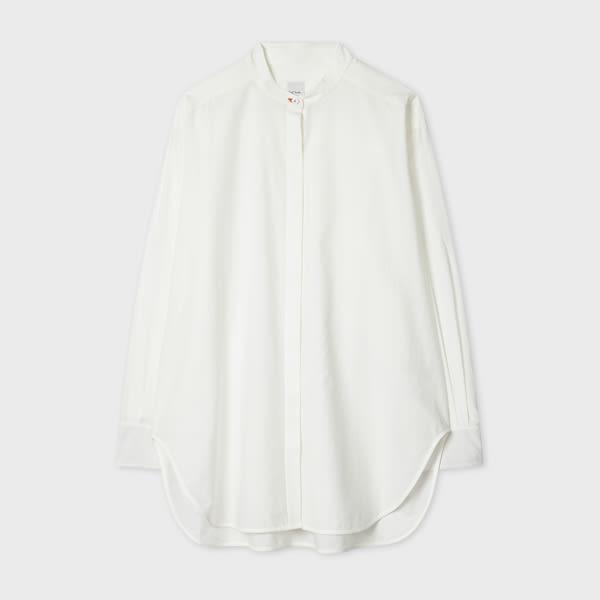 paul smith women's ecru grandad collar oversized shirt white