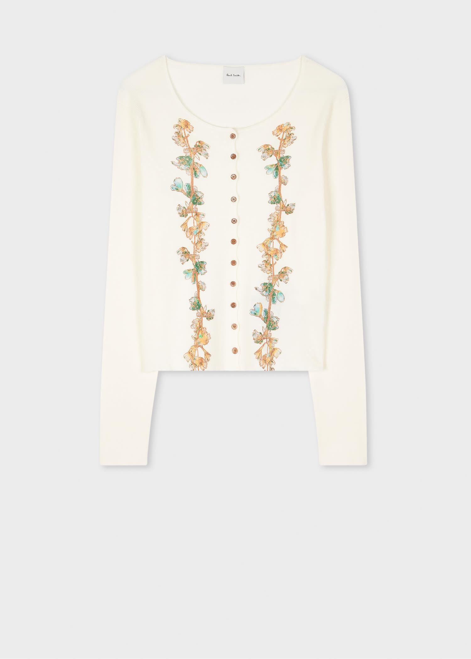 paul smith women's ecru organic cotton 'infloressence' cardigan white