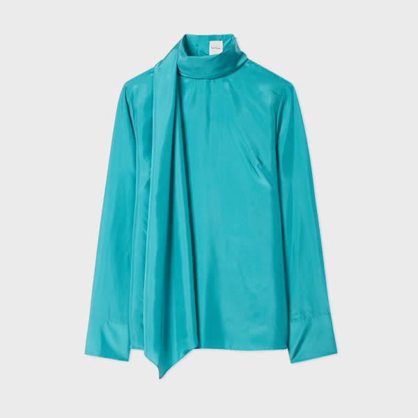 paul smith women's emerald green silk blouse